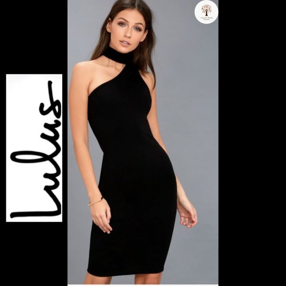 Lulus Dresses & Skirts - NWOT - Lulu's Fan of the Glam Black One-Shoulder Bodycon Midi Dress Size Medium